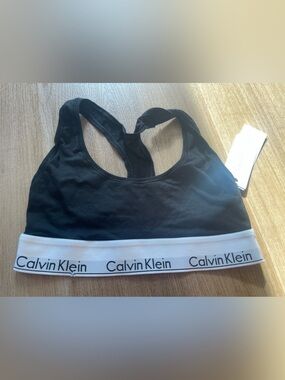 NWT Calvin Klein Kids Black Logo Sports Bralette size xs